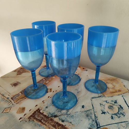Plastic glasses like new, blue, set of 5