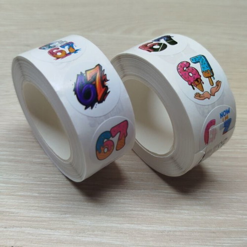 67 Stickers new, 500 vinyl pieces on roll
