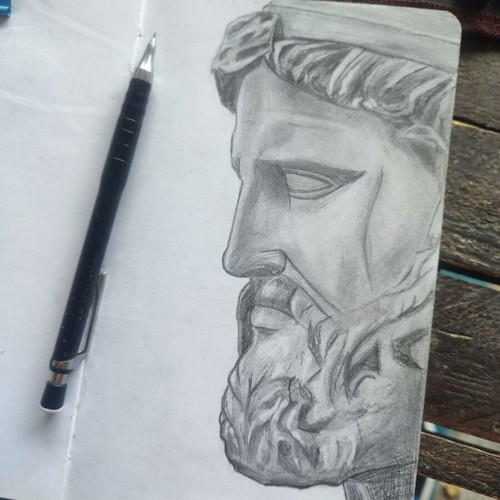 Pencil sketch of statue made to order
