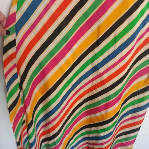 Striped multicolored midi dress with satin texture one size