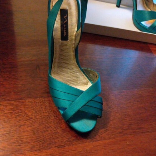 Women's satin petrol sandals size 39 used