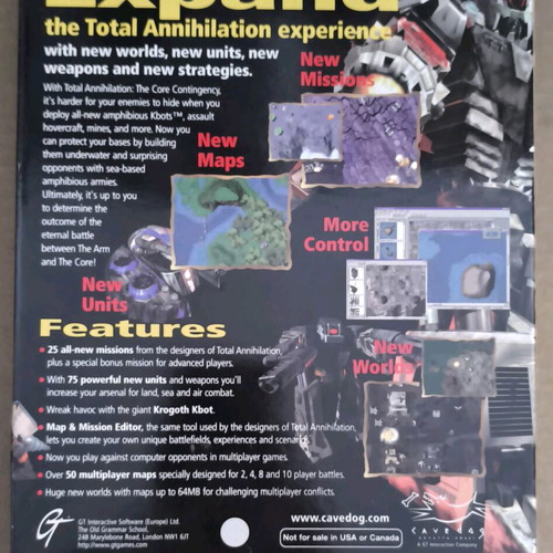 Total Annihilation The Core Contingency Expansion Disc for PC like new