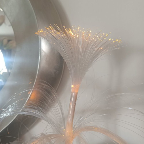 Vintage fiber optic lamp with clock used, space age style