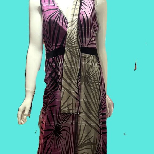 Via Appia dress with scarf set L like new, multicolor