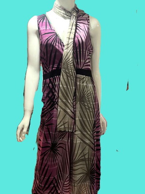 Via Appia dress with scarf set L like new, multicolor
