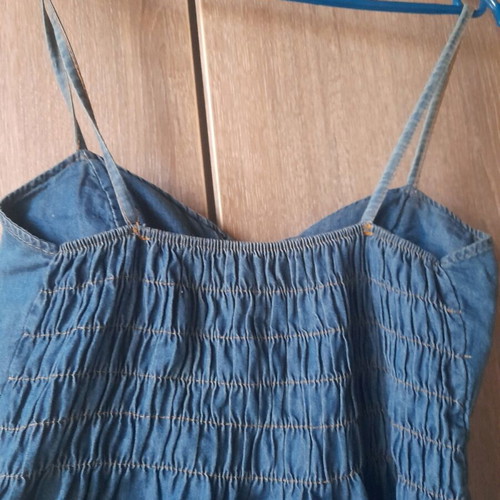 Mini dress in denim style S-M like new, blue elastic