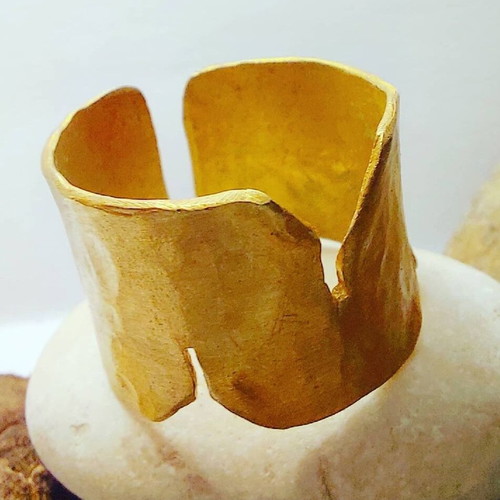Handmade gold-plated archaic ring