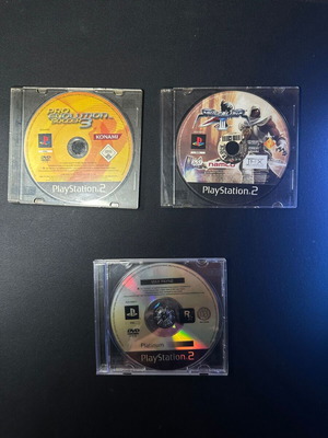 PlayStation 2 games pack used, Max Payne, Soul Calibur 3, PES 3 discs