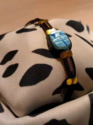Handmade bracelet with blue scarab, new