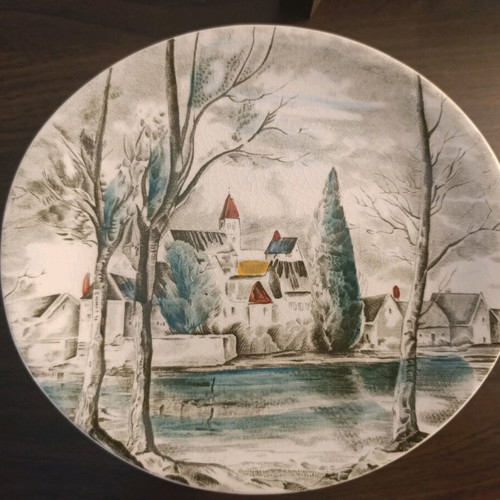 Johnson Bros Dream Town plate set like new, vintage English design