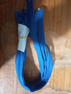 Plastic blue split zippers 60 points, pack of 6 new