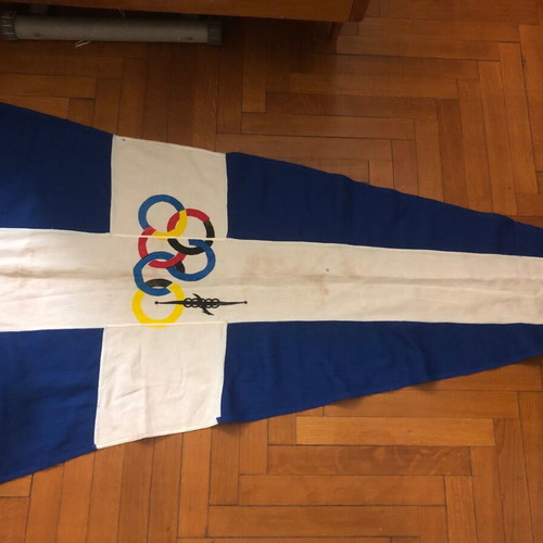 Olympic Airways retro 60s flag used, authentic