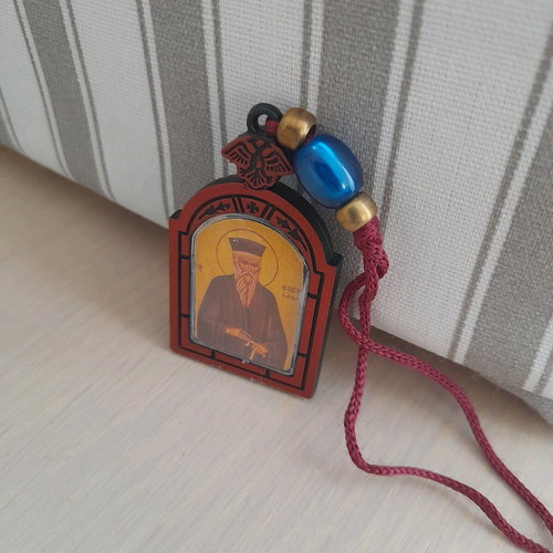 Set of 2 new religious amulets with images of Virgin Mary and Kosmas Aitolos