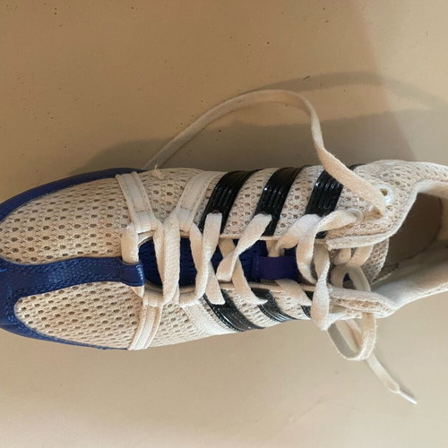 Adidas spikes sprint shoes size 38.5 like new white blue