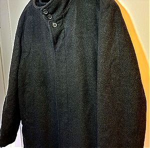 Αυθεντικό HUGO BOSS ανδρικό παλτό γκρι μάλλινο με κασμίρι, μέγεθος XL.