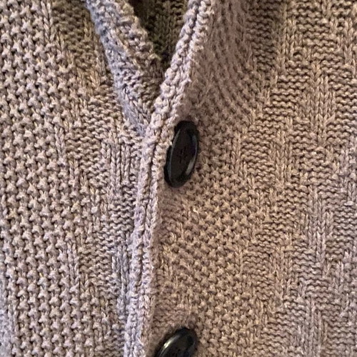 Knitted jacket like new, brown with pattern and pockets