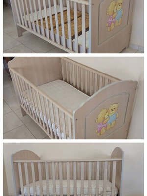 Multifunctional baby cot-bed used for baby and child up to 10 years gray