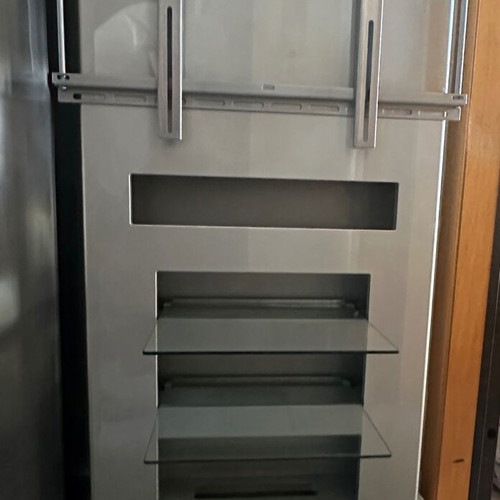 Floor TV Stand with VESA Mount and Glass Shelves
