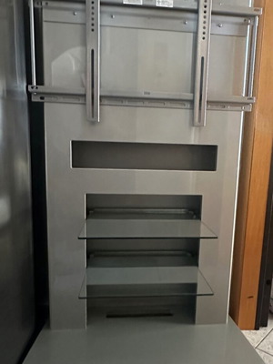 Floor TV Stand with VESA Mount and Glass Shelves