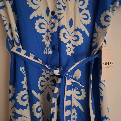 Summer dress new, white and blue, one size
