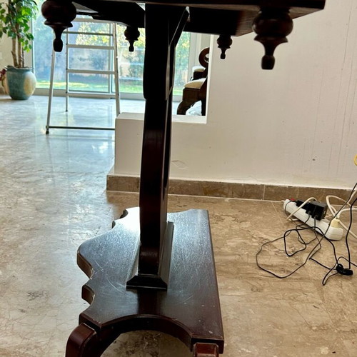 Classic console entry table with marble like new, mahogany