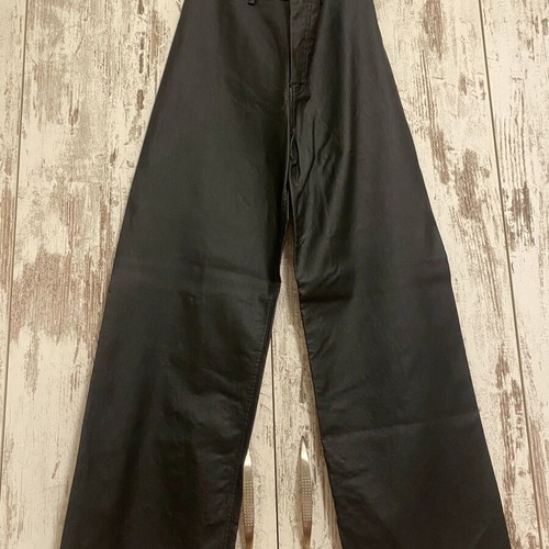 Pink Woman Black Waxed Wide Leg Trousers Size S Like New