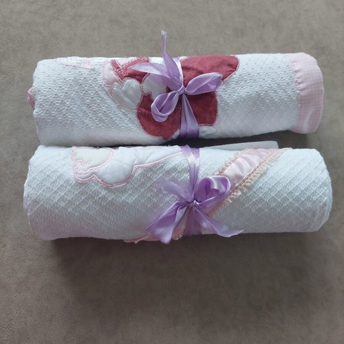 Baby blankets like new, set of 2, 85x85cm pink cotton