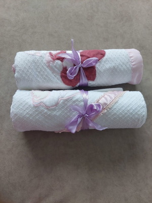 Baby blankets like new, set of 2, 85x85cm pink cotton