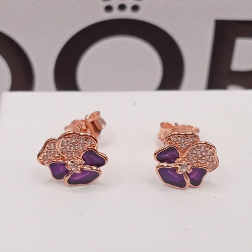 Pandora earrings new with box purple