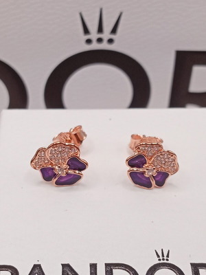 Pandora earrings new with box purple
