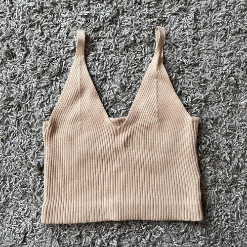 Bershka Beige Knitted Sleeveless Women's Top New