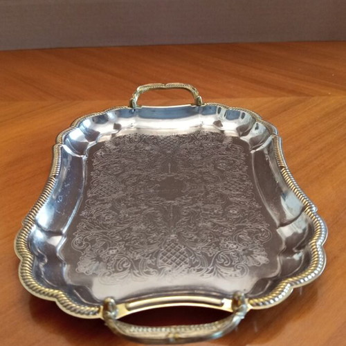 Twin Bird vintage serving tray, stainless steel, made in Japan