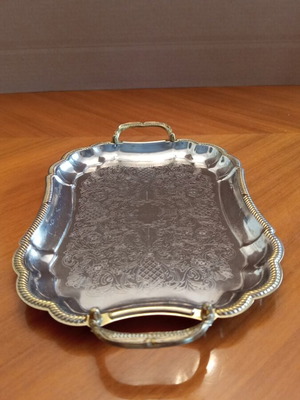 Twin Bird vintage serving tray, stainless steel, made in Japan