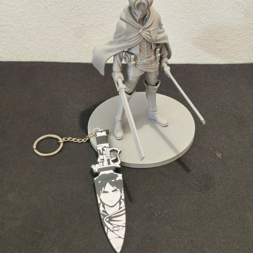 Attack on Titan Levi 3D Printed Figure with Sword Keychain new
