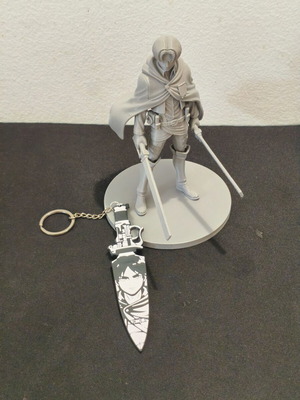 Attack on Titan Levi 3D Printed Figure with Sword Keychain new