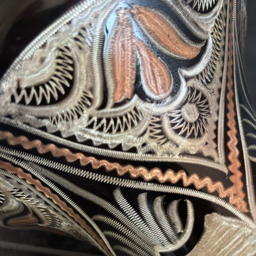 Dumbek drum with handmade black, silver and copper decoration