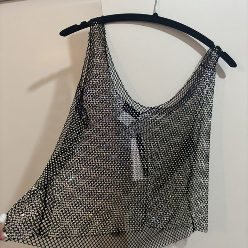 Bubblegun blouse with rhinestones new, black, size M