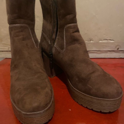 Bershka women's ankle boots used, suede look, size 40, brown