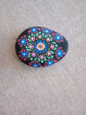 Painted stone with acrylic colors and varnish new