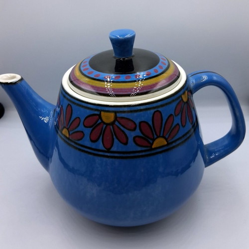 Vintage blue ceramic teapot Keramikos like new