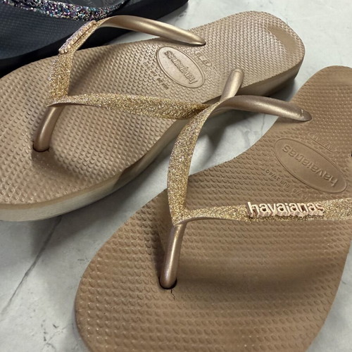 Havaianas Slim Glitter Flip-Flops Set of 2 Pairs, Used, Size EU 39