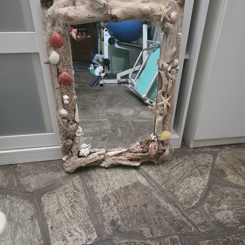 Mirror decorated with seashells like new
