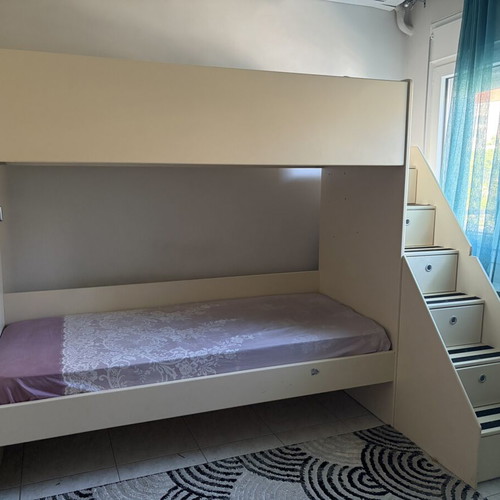 Bunk bed made by carpenter like new with storage drawers