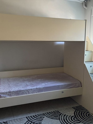 Bunk bed made by carpenter like new with storage drawers