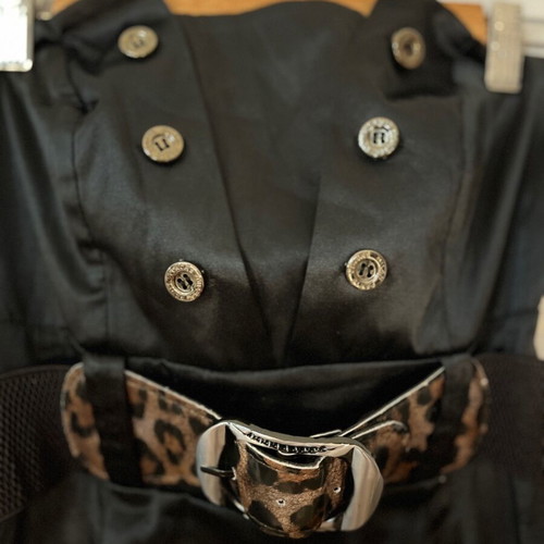Black short dress with leopard belt, XS/S
