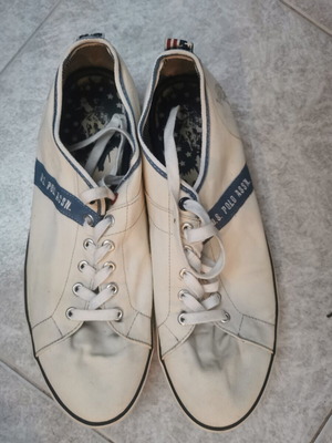U.S. Polo Assn. fabric sneakers like new, size 45, white beige