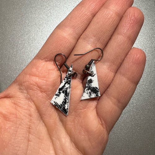 Handmade earrings like new made from recycled plastic