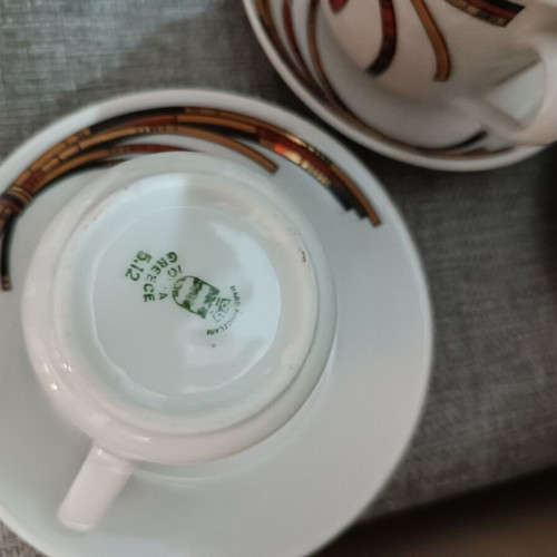Porcelain Greek Coffee Cups set of 6 like new