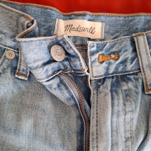 Madewell jeans used with floral detail, light blue wash