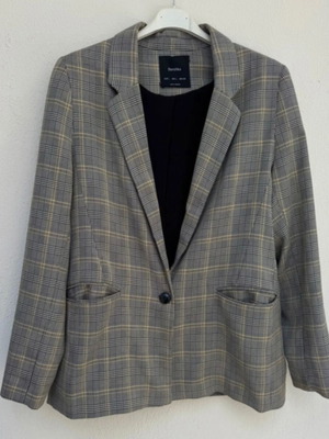 Bershka checked blazer like new, gray, size L